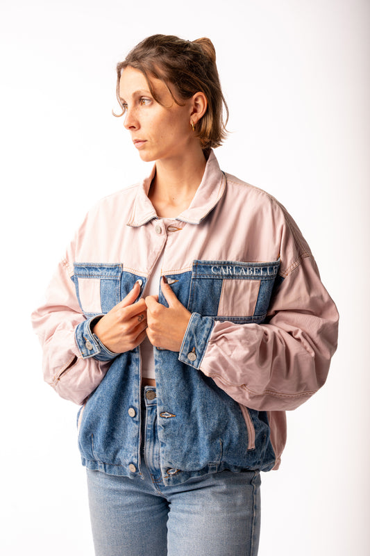 CARLABELLE Chequered Flag Bicolor Denim Jacket